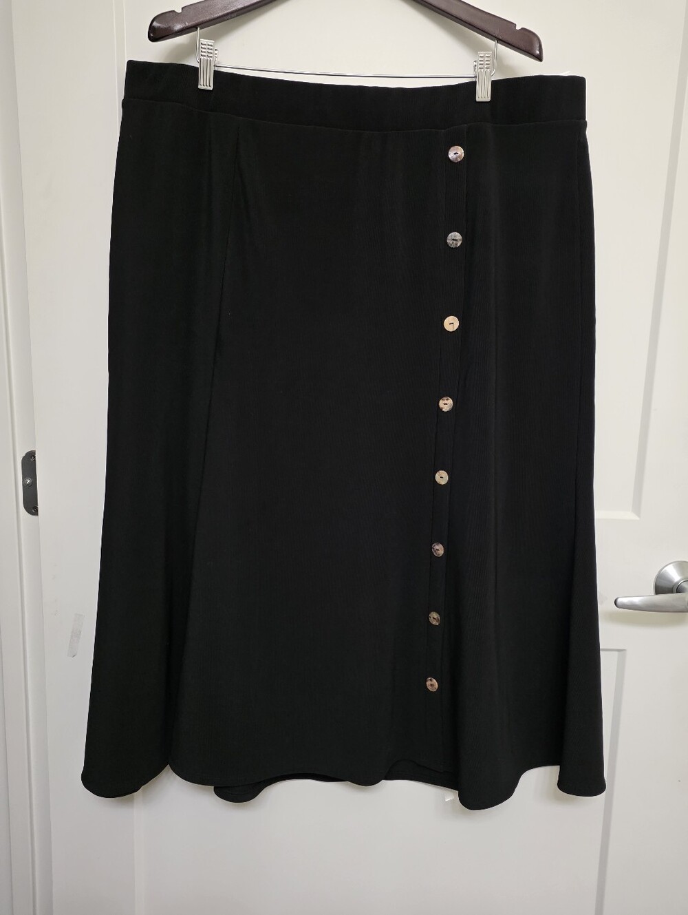 Plus Size Black A-Line Women's Skirt Side Buttons